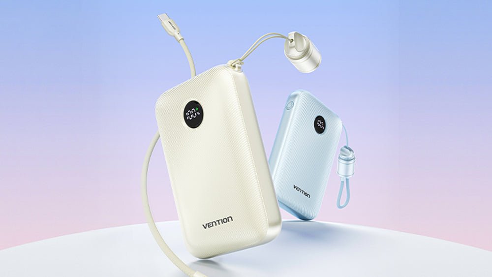 10,000mAh Game-Changer! Palm-Sized Power with Rotating Cable Lock - Vention