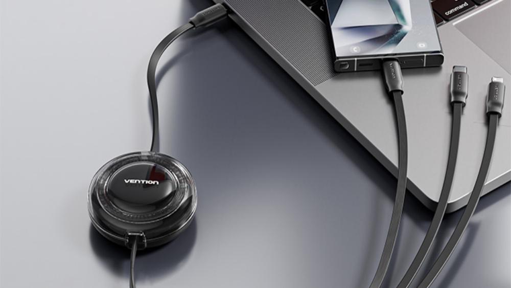 3-in-1 Retractable Fast Charging Cable – Travel Light, Charge Smarter - Vention