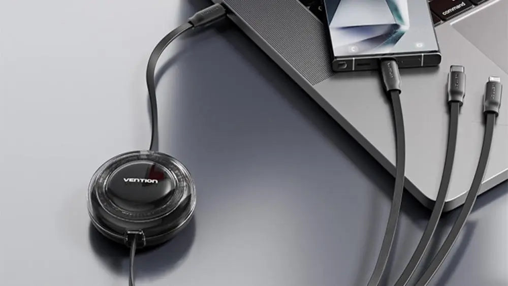 3-in-1 Retractable Fast Charging Cable – Travel Light, Charge Smarter - Vention