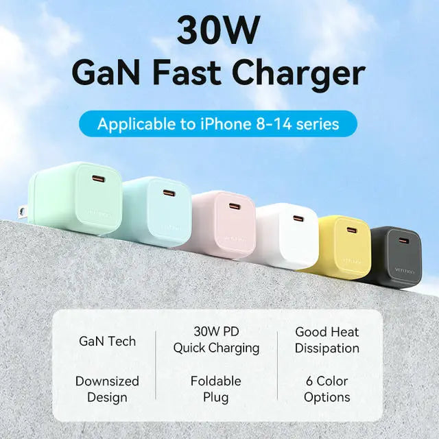 Vention 1-port USB-C GaN Charger(30W) US Plug - Vention