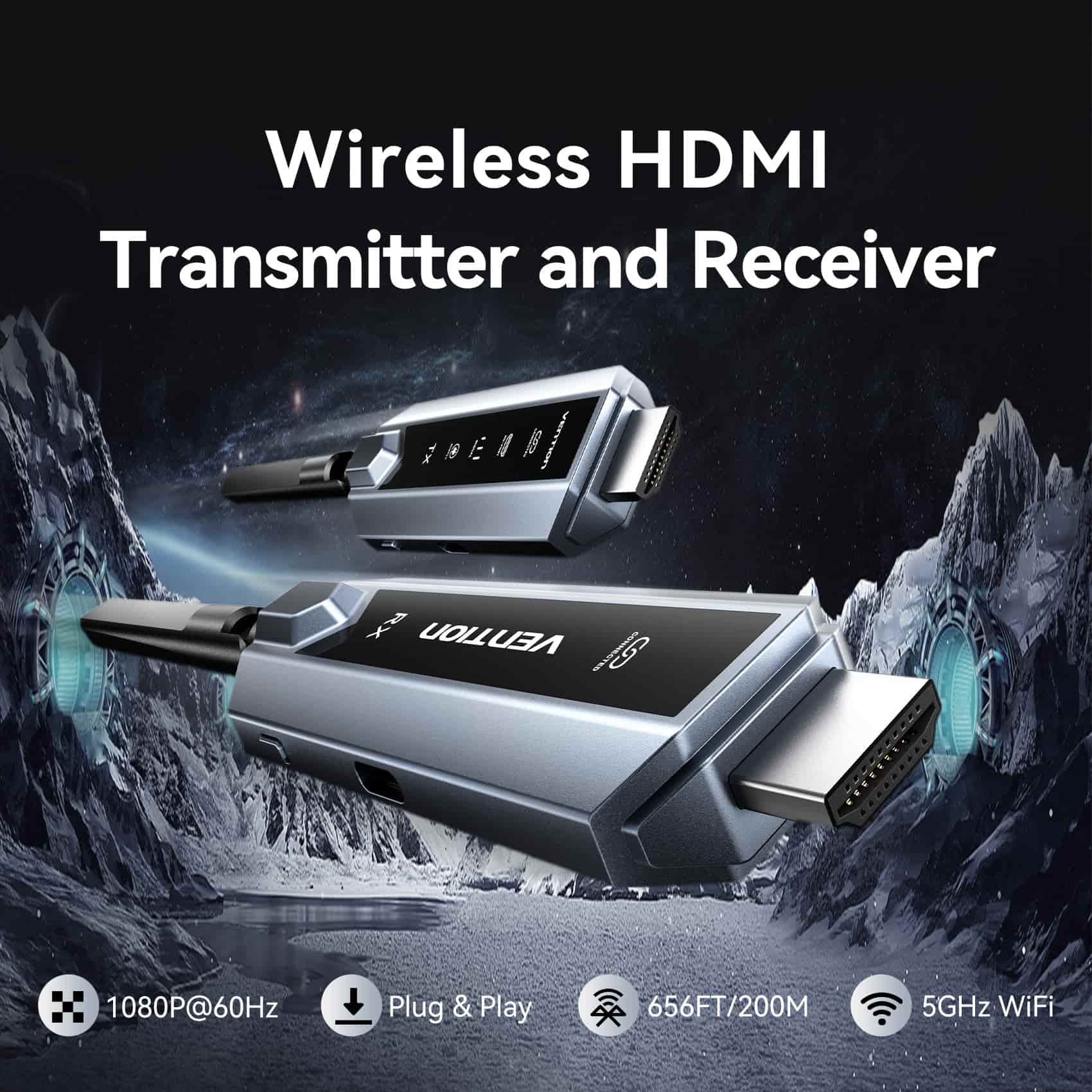 Vention Wireless HDMI Transmitter and Receiver (1TX+2RX) Kit Gray - Vention