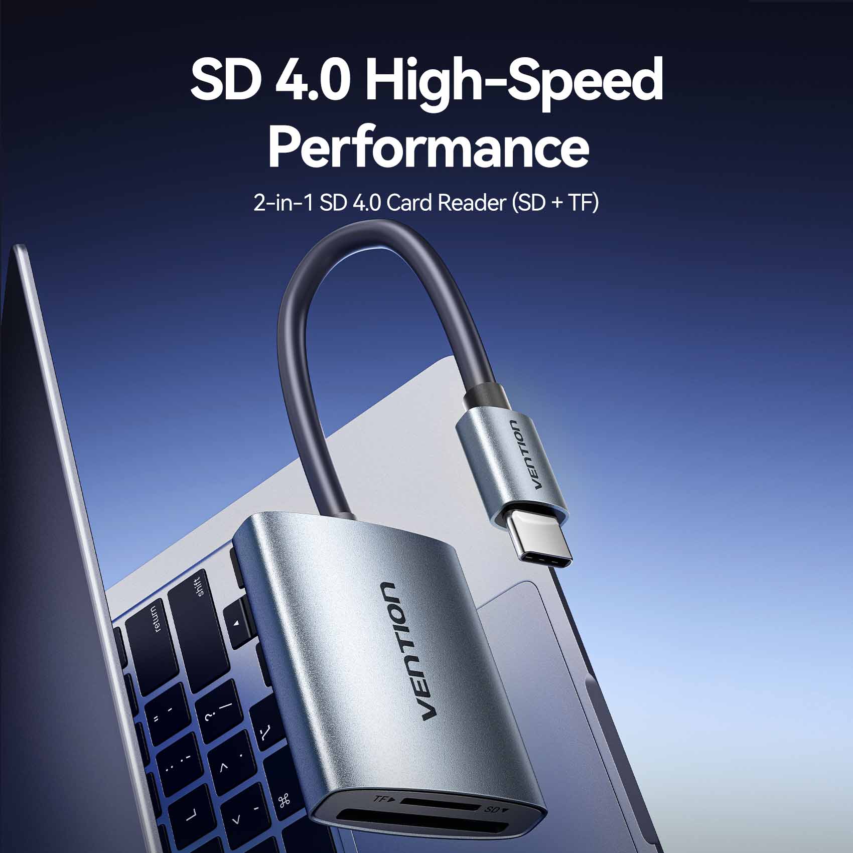 Vention 2-in-1 SD 4.0 Card Reader (SD + TF) - Vention