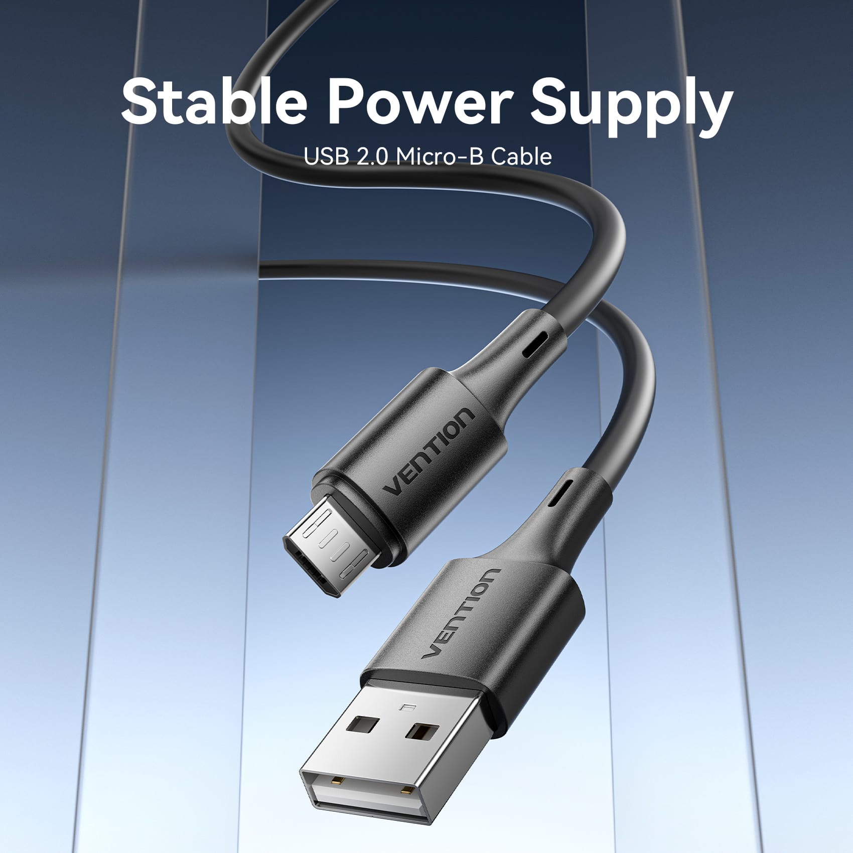 Vention USB 2.0 A Male to Micro-B Male 2A Cable 0.25M Black PVC Type