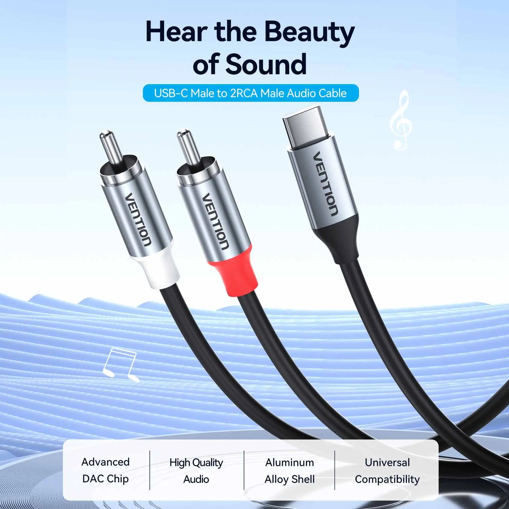 Vention USB-C Male to 2RCA Male Audio Cable - Vention