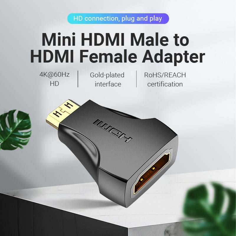 Vention Mini HDMI Male to HDMI Female Adapter Black - Vention