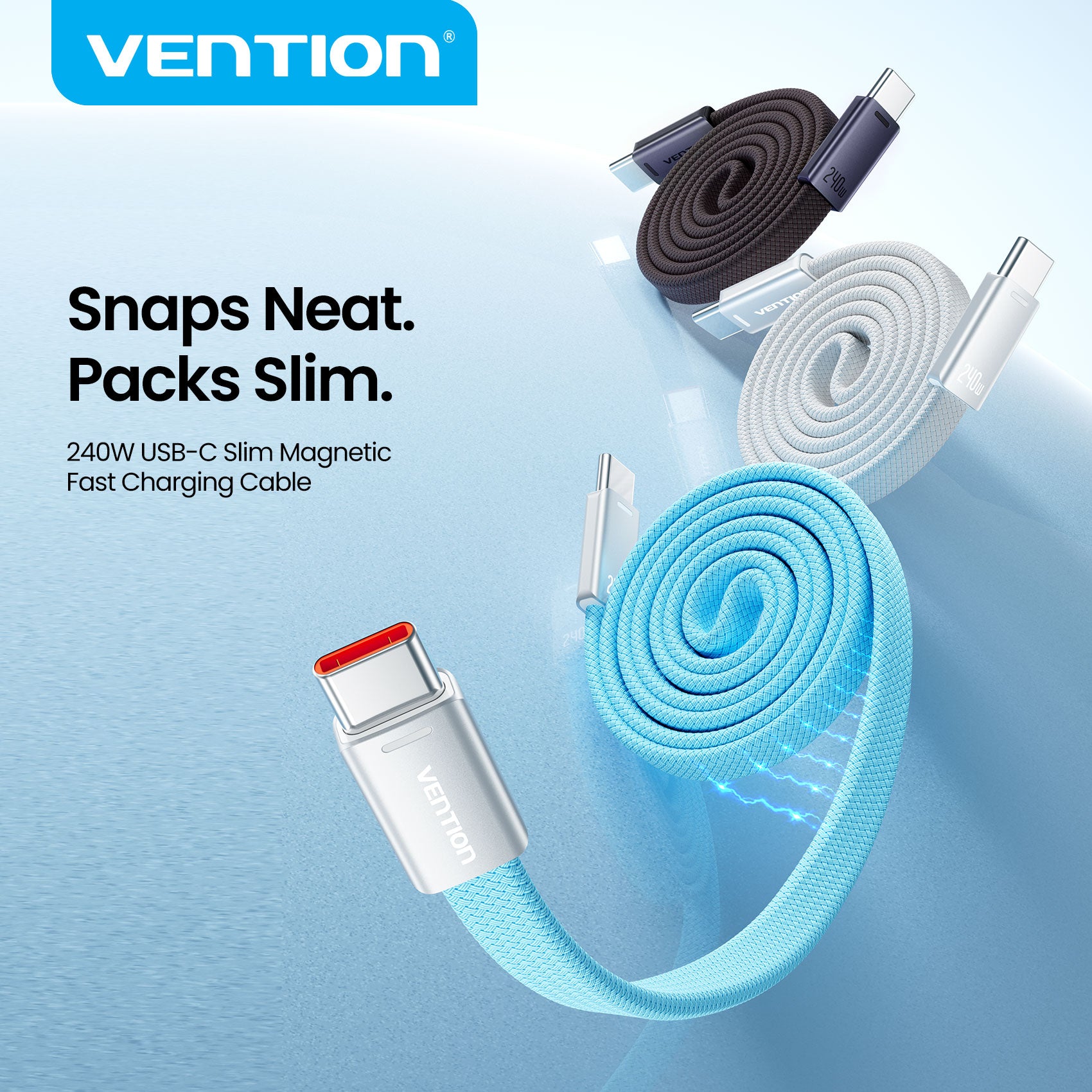 240W USB-C Slim Magnetic Fast Charging Cable