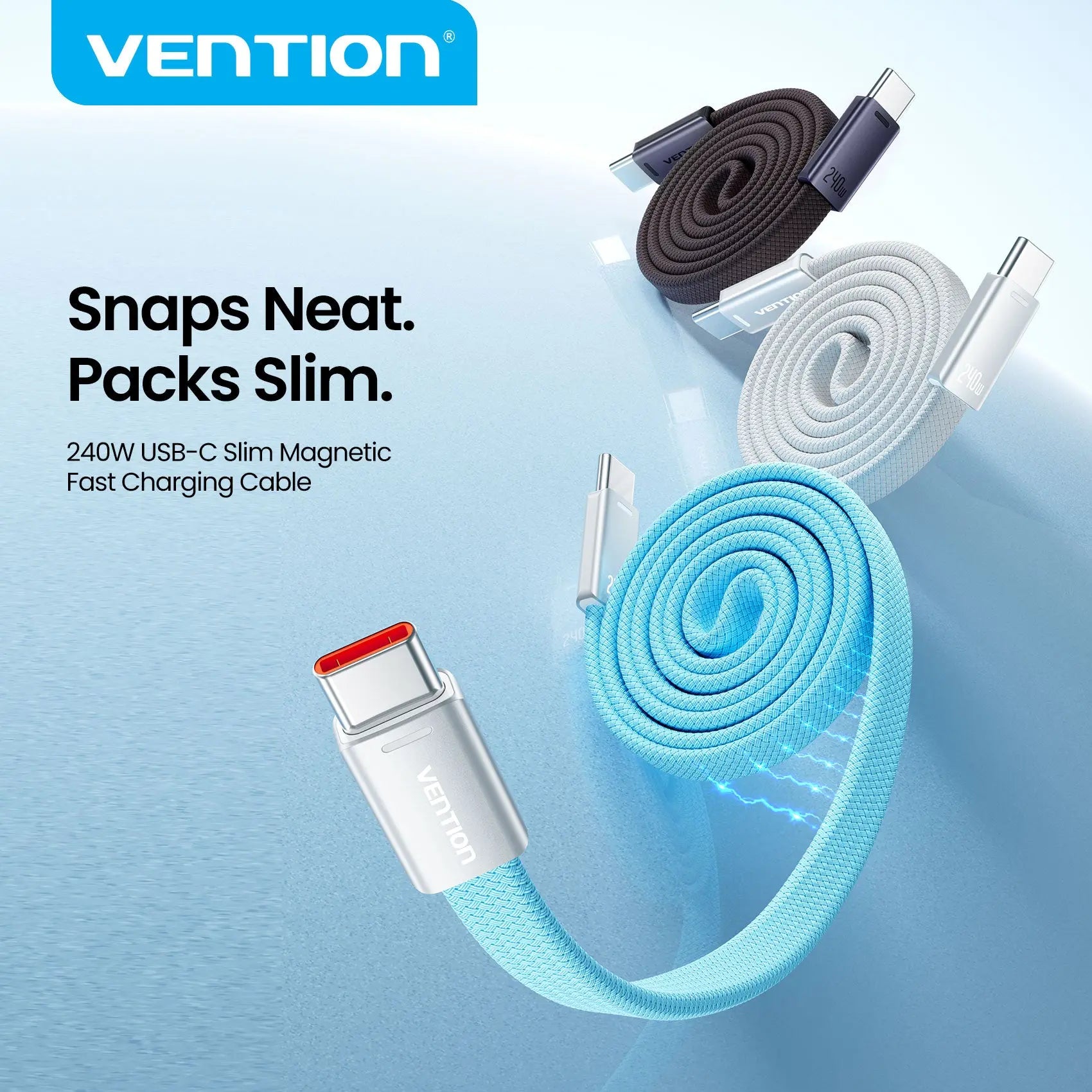 240W USB-C Slim Magnetic Fast Charging Cable - Vention