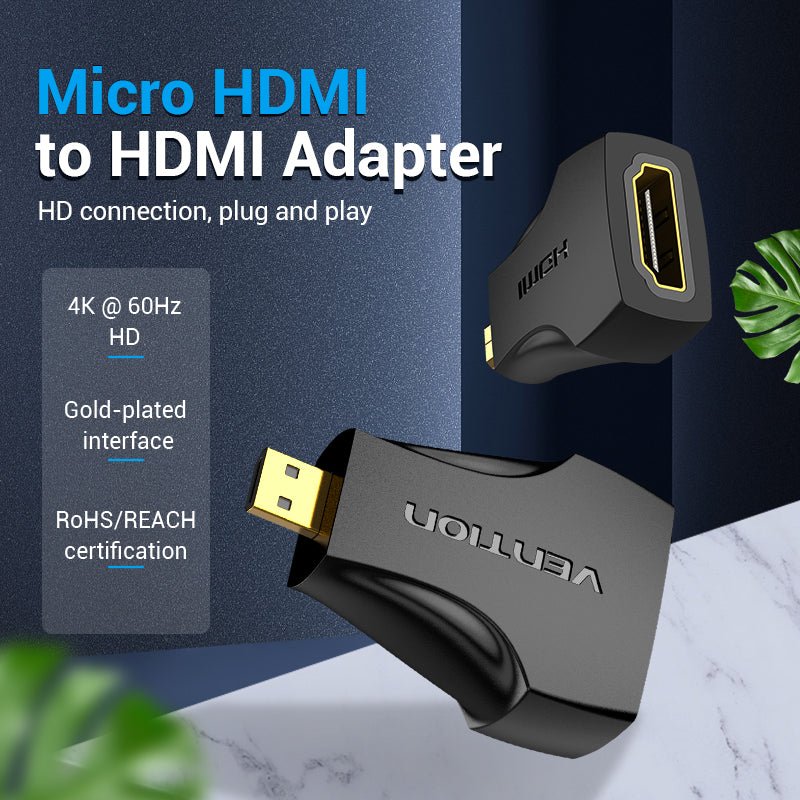 Vention Micro HDMI Male to HDMI Female Adapter Black - Vention