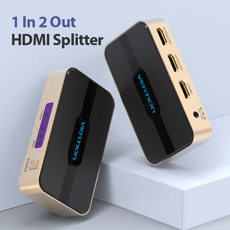 Vention 1 In 2 Out HDMI Splitter 4K@30Hz Gold Aluminum Alloy Type