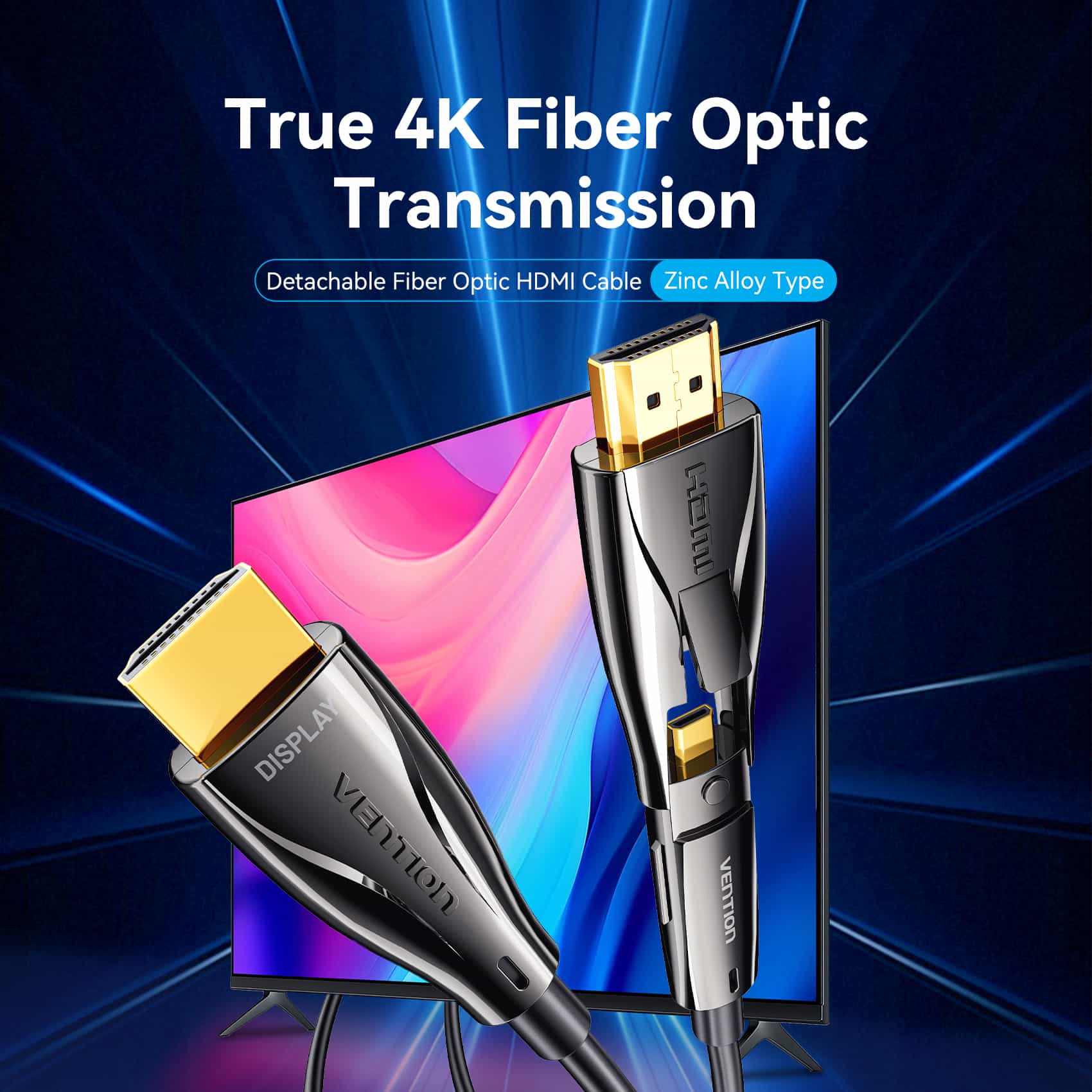 Vention Detachable Optical HDMI-A Male to HDMI-D + HDMI-A Male 4K Cable
