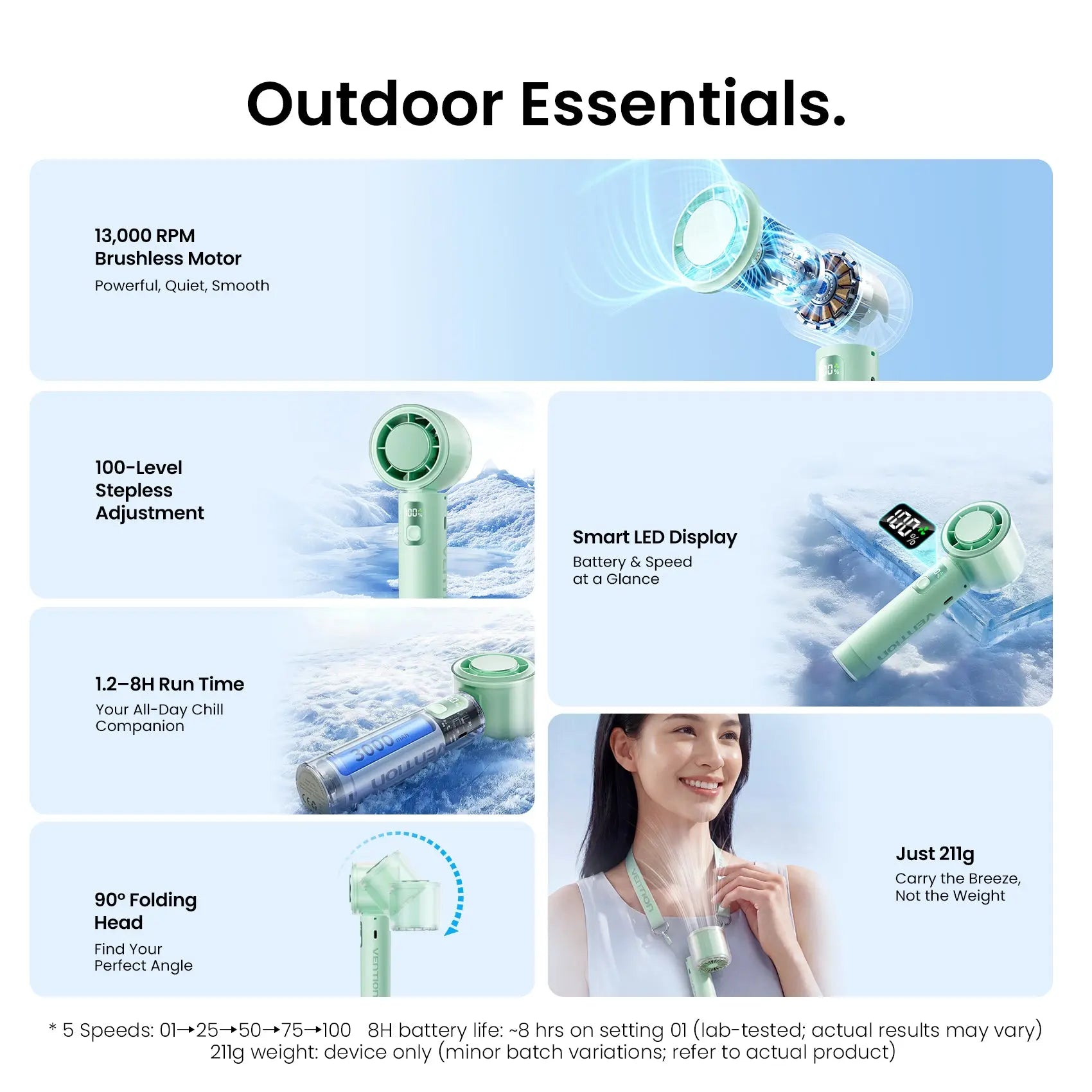 Vention Ultra-Light Foldable Handheld Fan - Vention