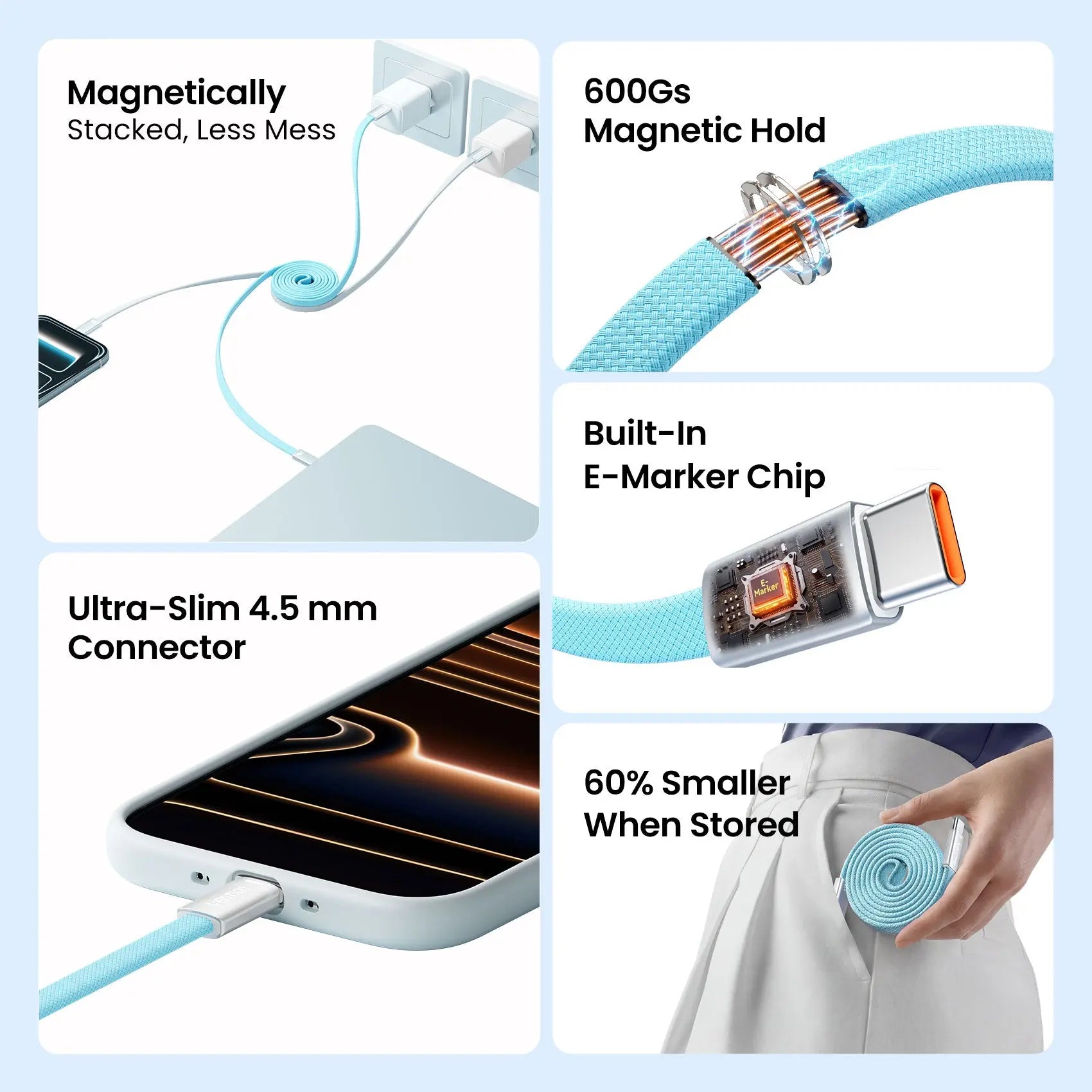 240W USB-C Slim Magnetic Fast Charging Cable - Vention