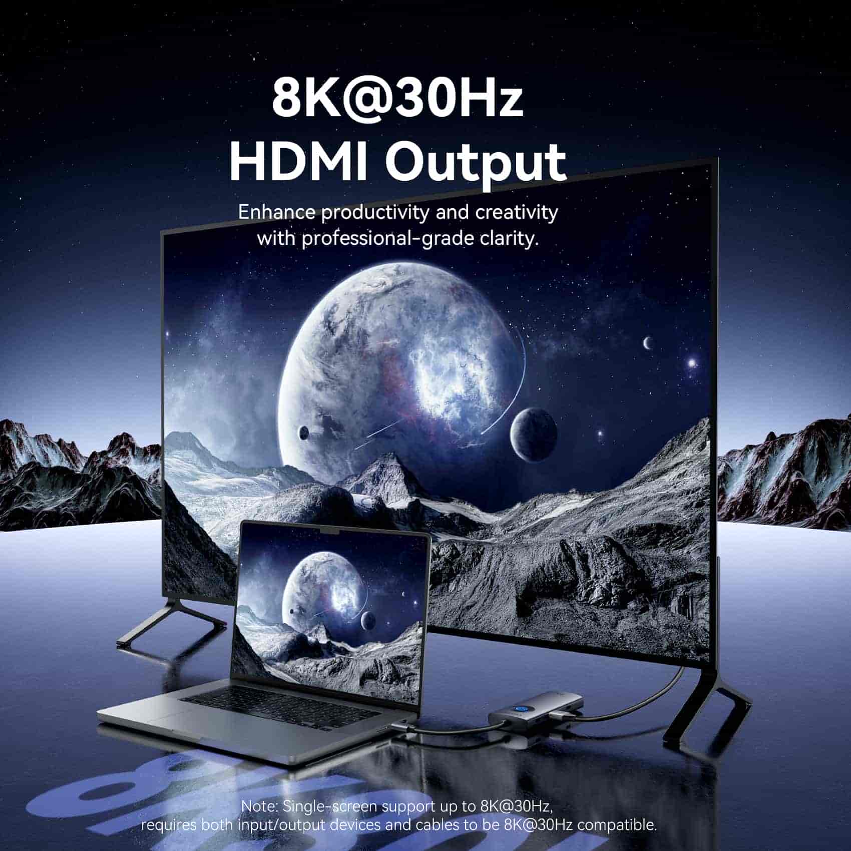 Vention 5'i 1 arada USB-C 8K LED Ekranlı Bağlantı İstasyonu