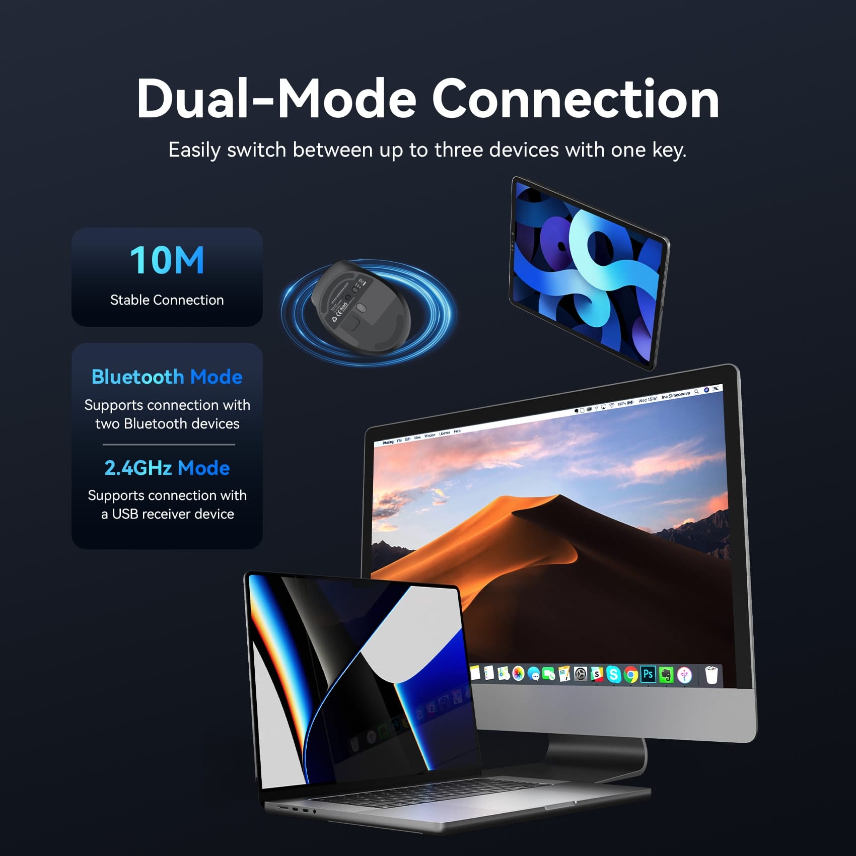 Vention Dual-Mode Wireless Ergonomic Mouse