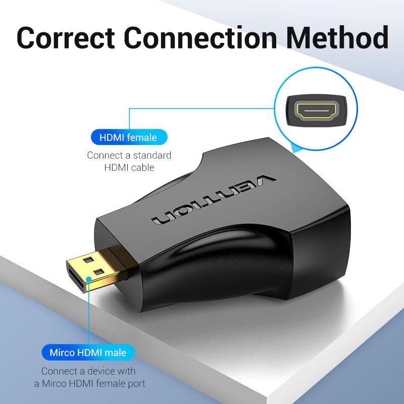 Vention Micro HDMI Male to HDMI Female Adapter Black