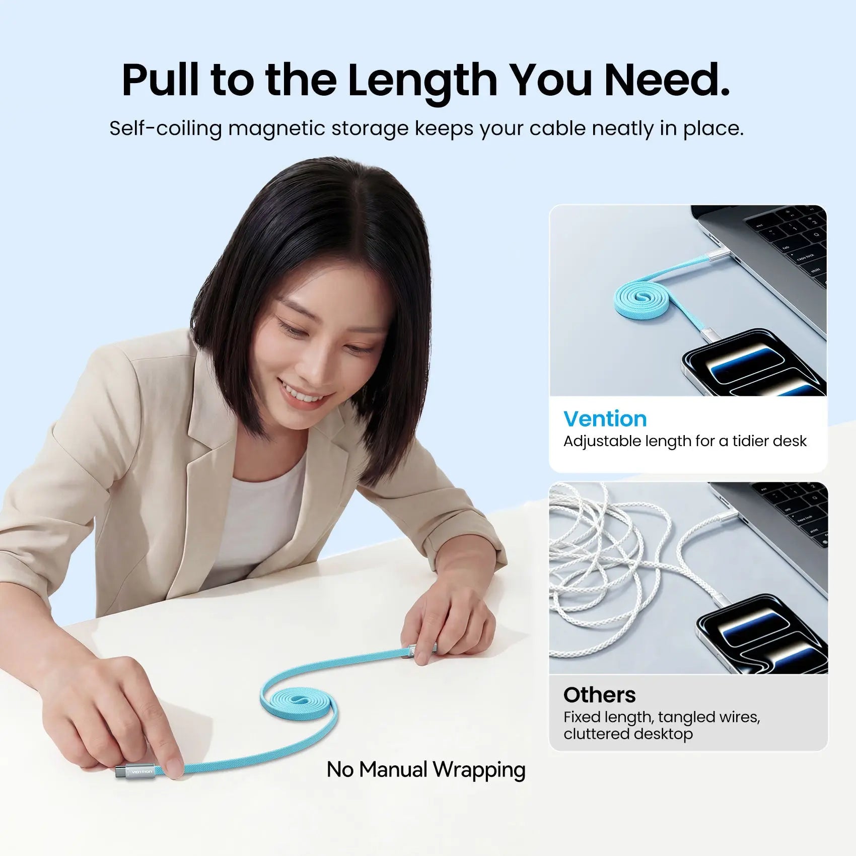 240W USB-C Slim Magnetic Fast Charging Cable - Vention