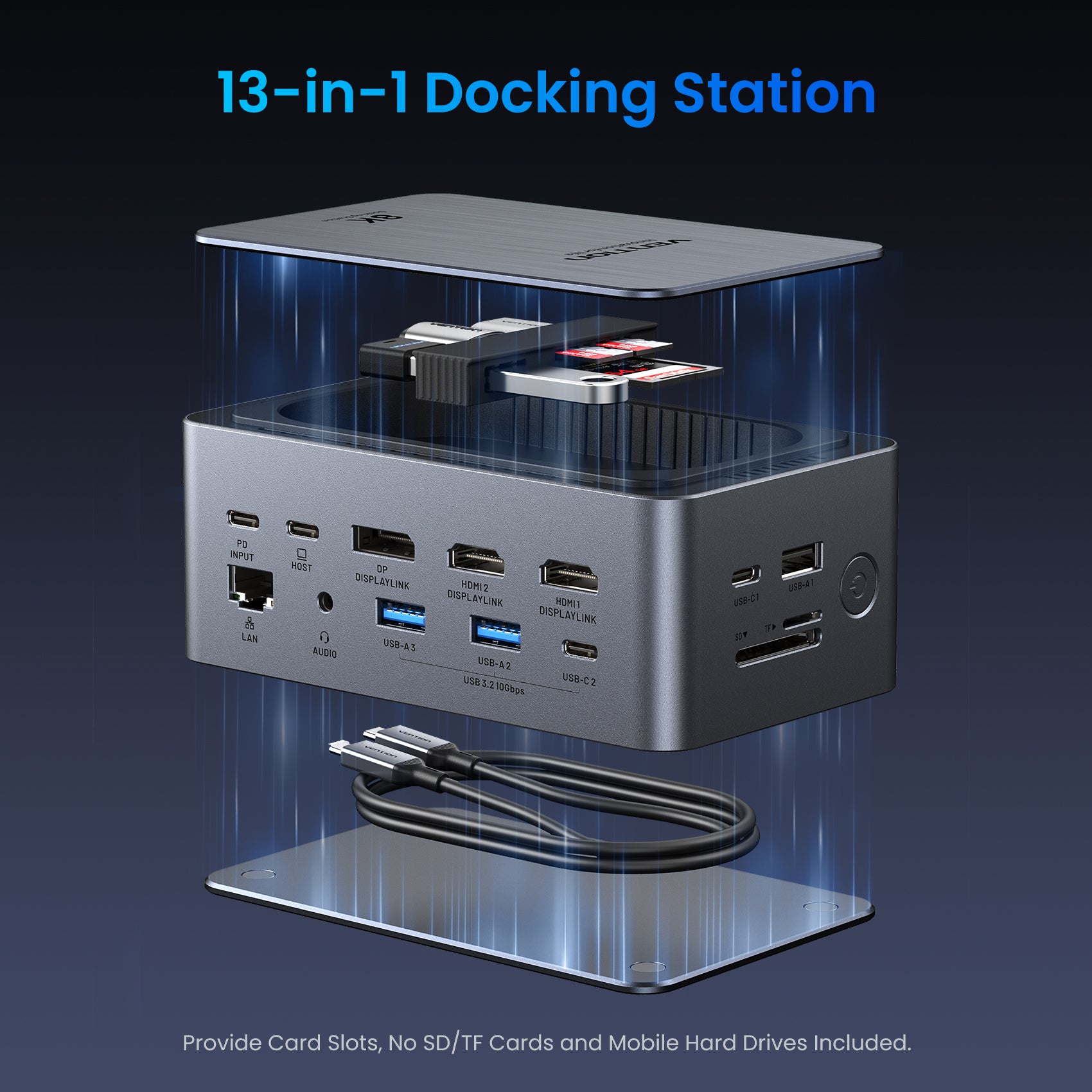 Dijital Ekranlı 13'ü 1 arada USB-C 8K Dikey Bağlantı İstasyonu