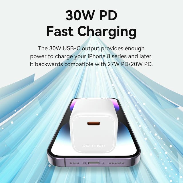 Vention 1-port USB-C GaN Charger(30W) US Plug - Vention