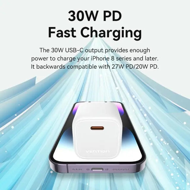 Vention 1-port USB-C GaN Charger(30W) US Plug - Vention