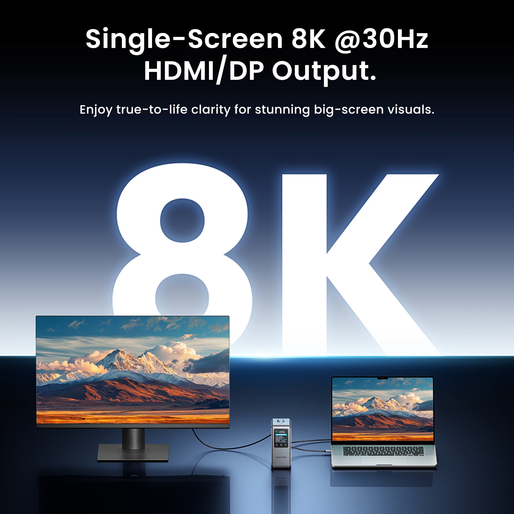 Dijital Ekranlı 13'ü 1 arada USB-C 8K Dikey Bağlantı İstasyonu