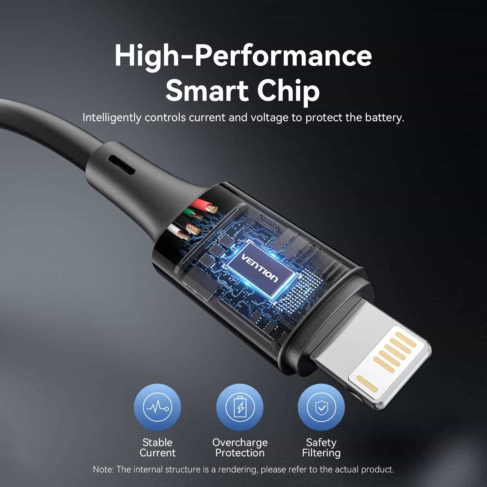 <tc>Vention</tc> Cable USB 2.0 tipo A macho a Lightning macho 2.4A 0.25M PVC negro tipo