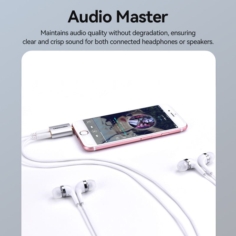 Vention 4 Pole 3.5mm Male to 2*3.5mm Female Audio Adapter Silvery Metal Type - Vention