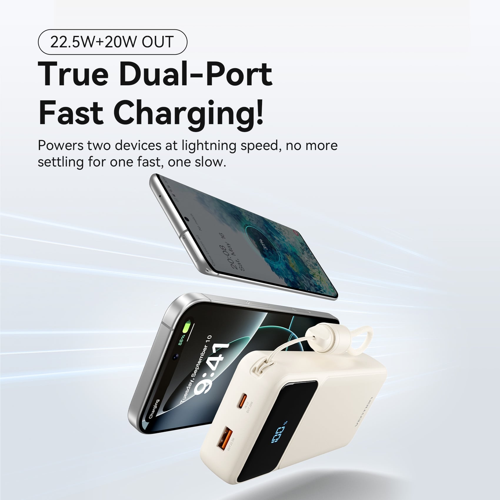 <tc>Vention</tc> Batería externa de 20000 mAh (USB-C + USB-A) con cable integrado de 22,5 W