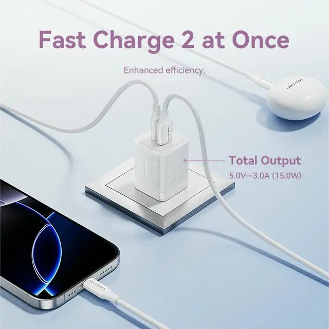 Vention 2-Port USB (C + A) GaN Charger (30W/30W) US Plug - Vention