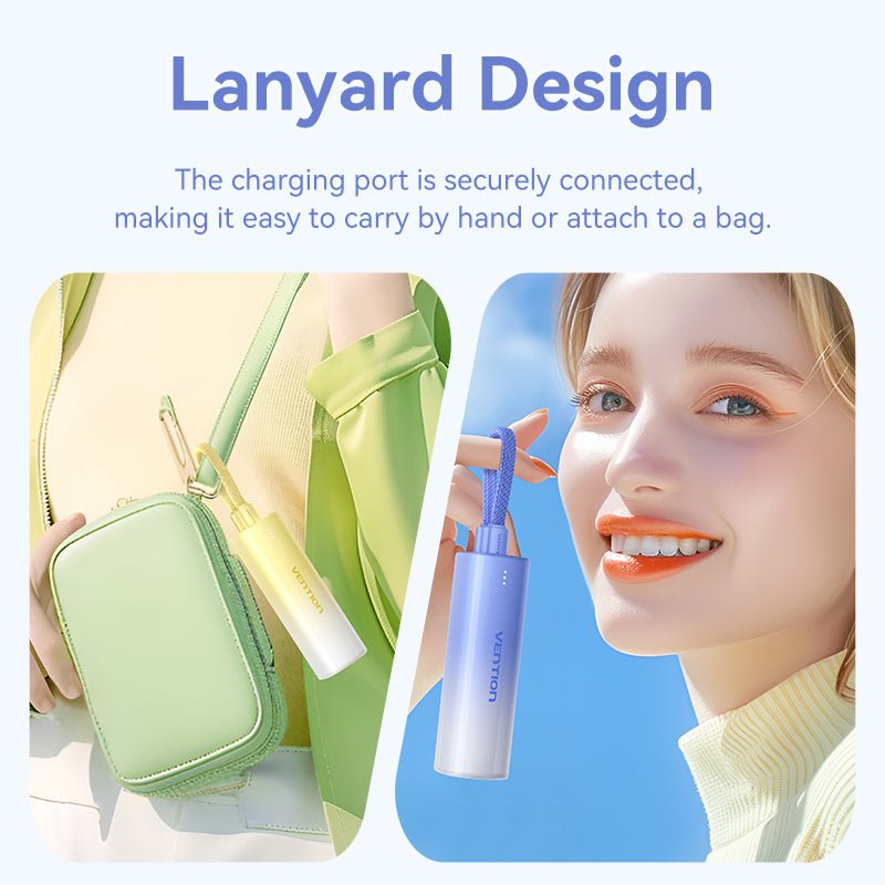 Vention 5000mAh Power Bank Compact with Built-in Cable——On Promotion - Vention