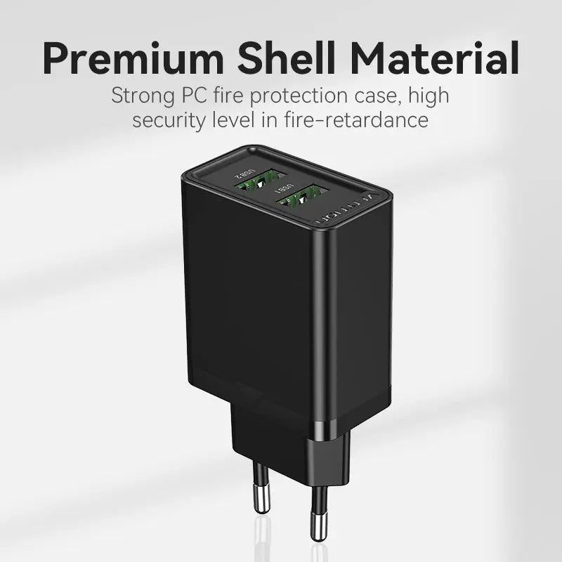 Vention 2-Port USB(A+A) Wall Charger (18W/18W) EU-Plug - Vention