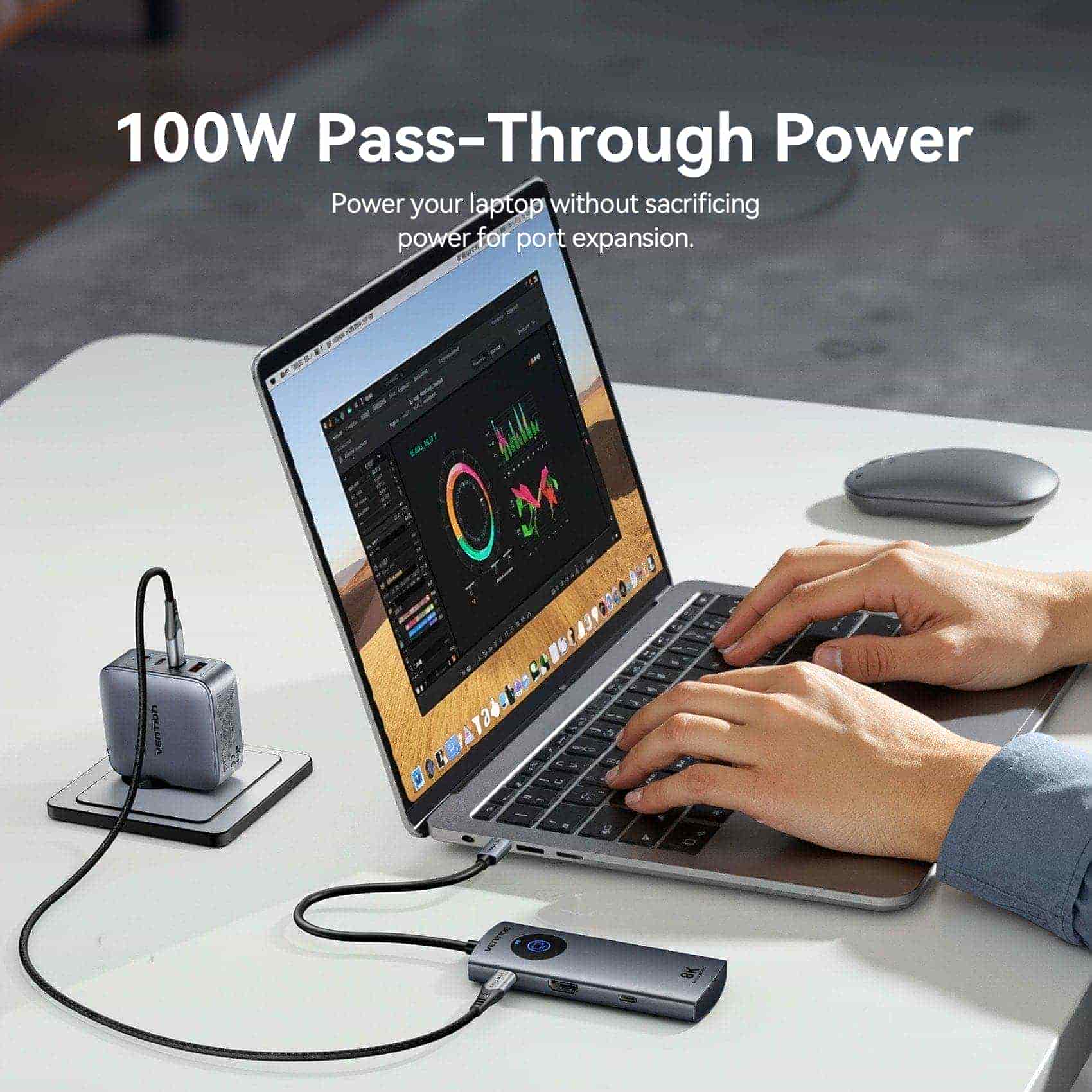 Vention 5'i 1 arada USB-C 8K LED Ekranlı Bağlantı İstasyonu