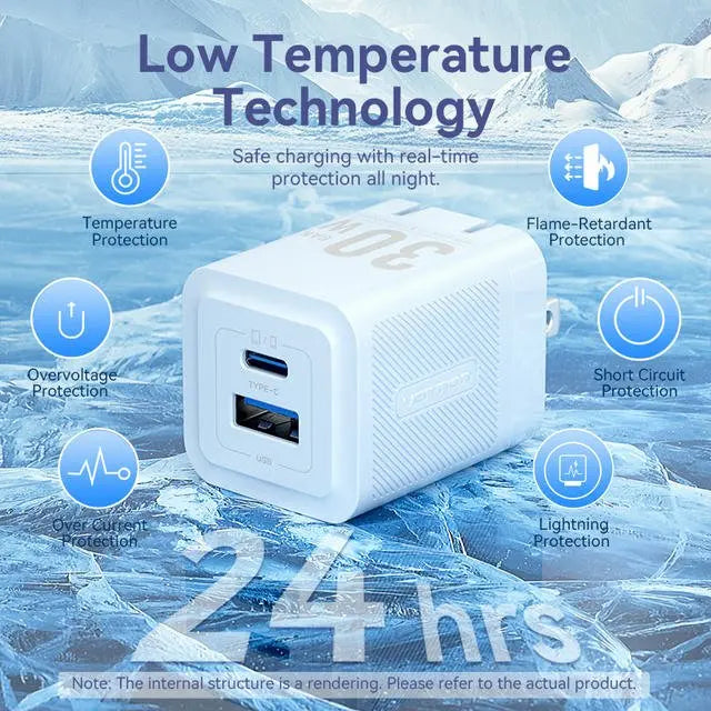 Vention 2-Port USB (C + A) GaN Charger (30W/30W) US Plug - Vention