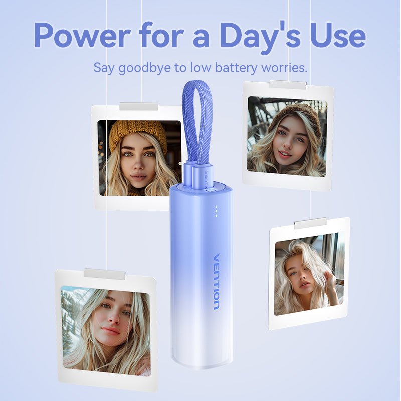 Vention 5000mAh Power Bank Compact with Built-in Cable——On Promotion - Vention