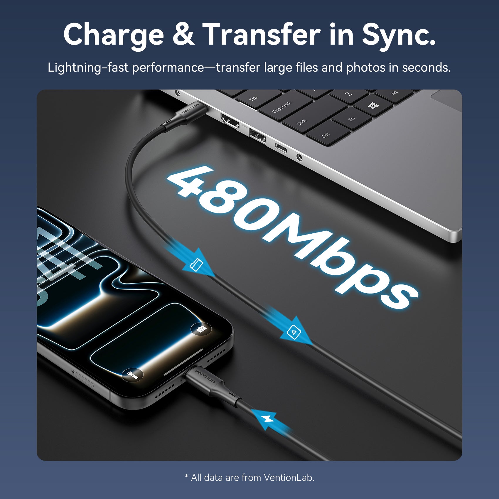 Vention USB 2.0 Tip-C Erkek - Tip-C Erkek 3A Kablo Siyah PVC Tipi