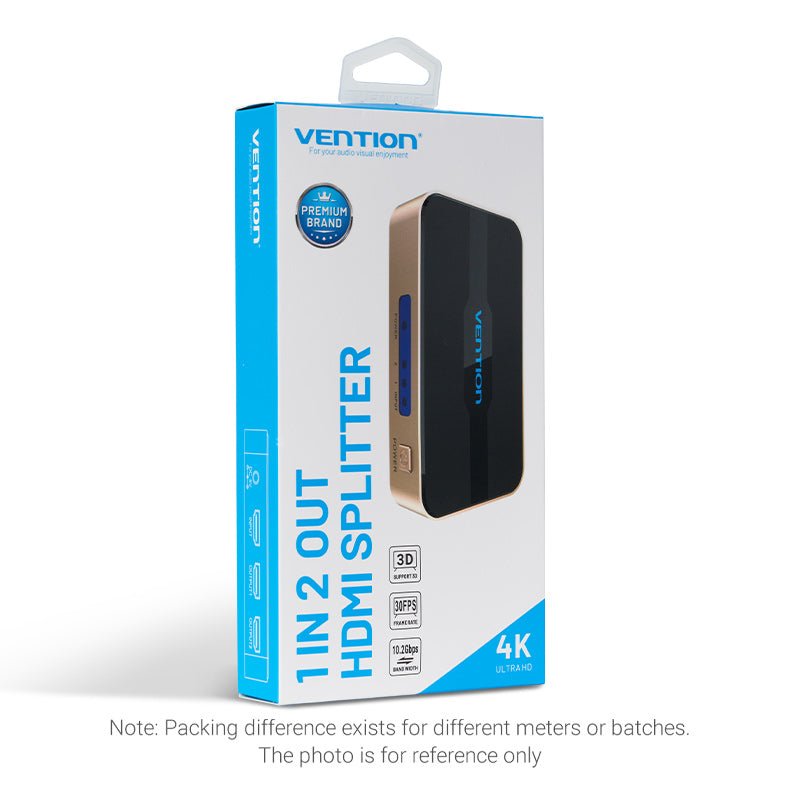 Vention 1 In 2 Out HDMI Splitter 4K@30Hz Gold Aluminum Alloy Type - Vention