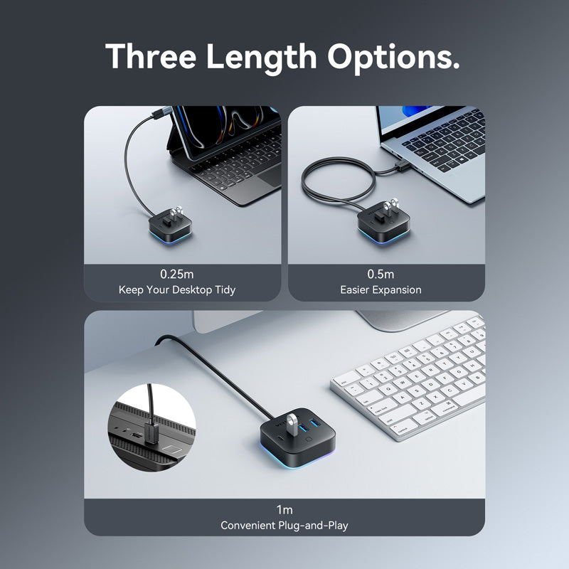 Vention USB 3.0 to USB 3.2 Gen 1 Type-C/USB 3.0*3/USB-C Desk Hub Black