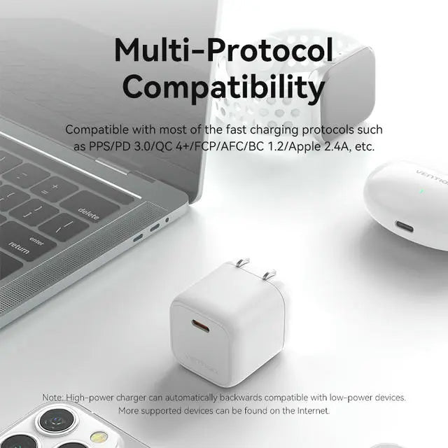 Vention 1-port USB-C GaN Charger(30W) US Plug - Vention
