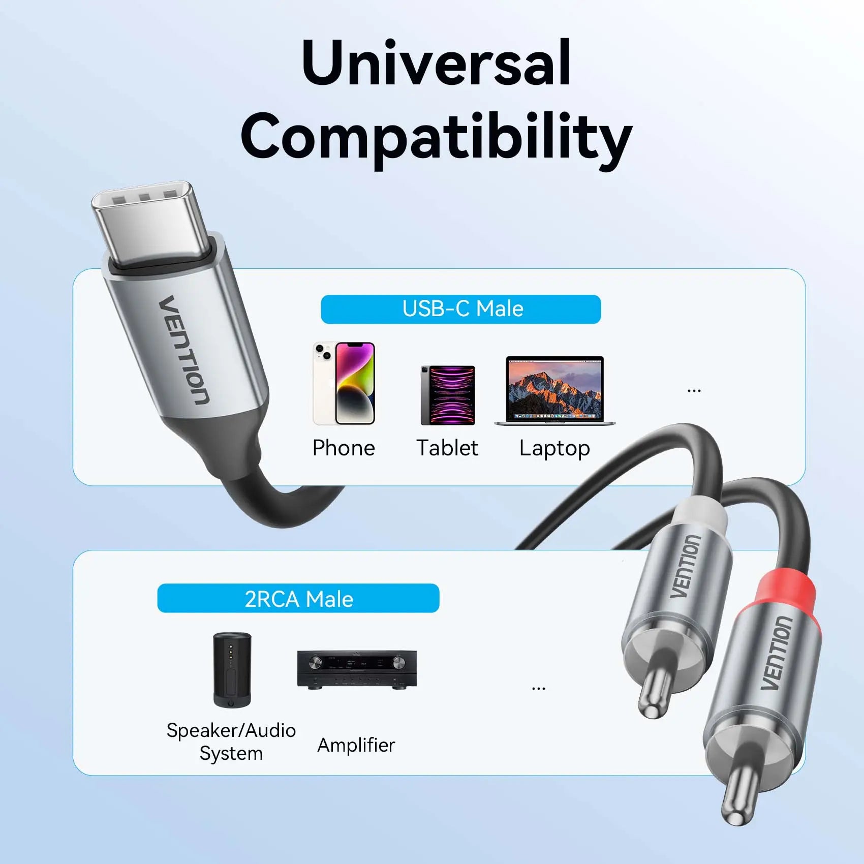 Vention USB-C Male to 2RCA Male Audio Cable - Vention