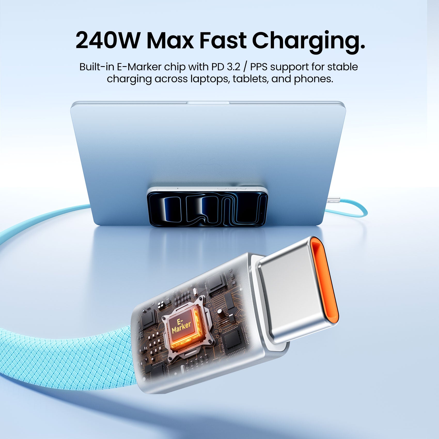 240W USB-C Slim Magnetic Fast Charging Cable