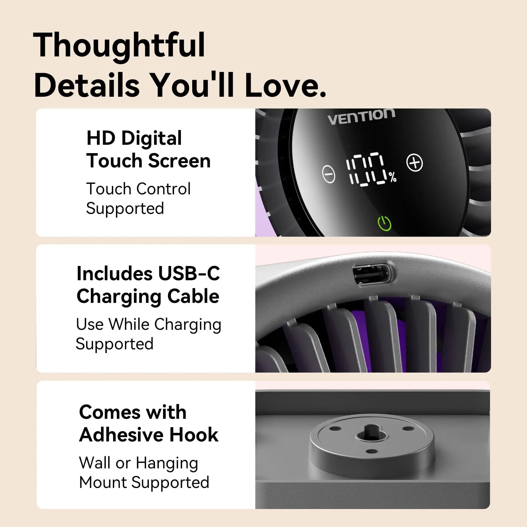 Vention Desktop Air Circulation Fan - Vention