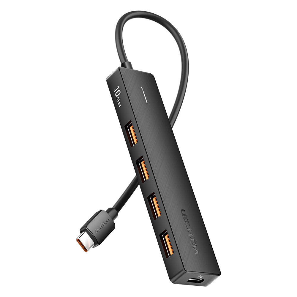 Vention USB-C to USB 3.2 Gen 2 Type-A x 4/PD 10G Hub 0.15M Black