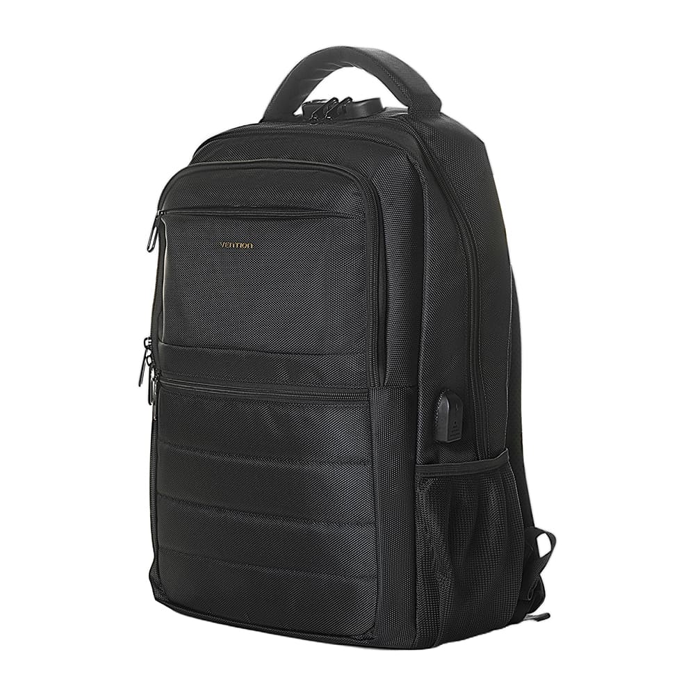 Water-Repellent Anti-Theft Laptop Backpack (45cm x 30cm x 15cm) with USB Charging Port and Lock Black