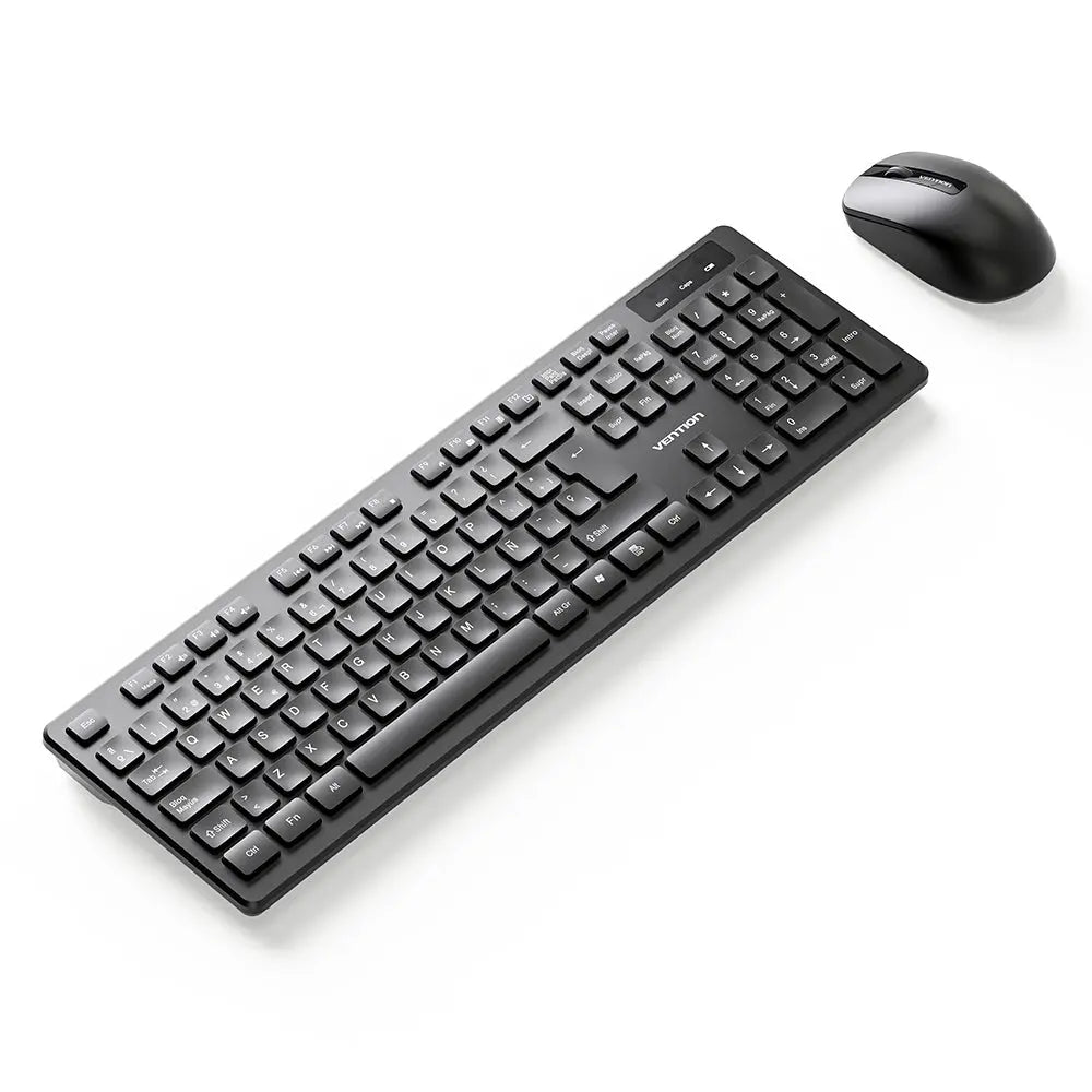 Vention Wireless Full-Sized Keyboard and Mouse Combo with Mouse Pad Black Slim Type - US English Layout - Vention