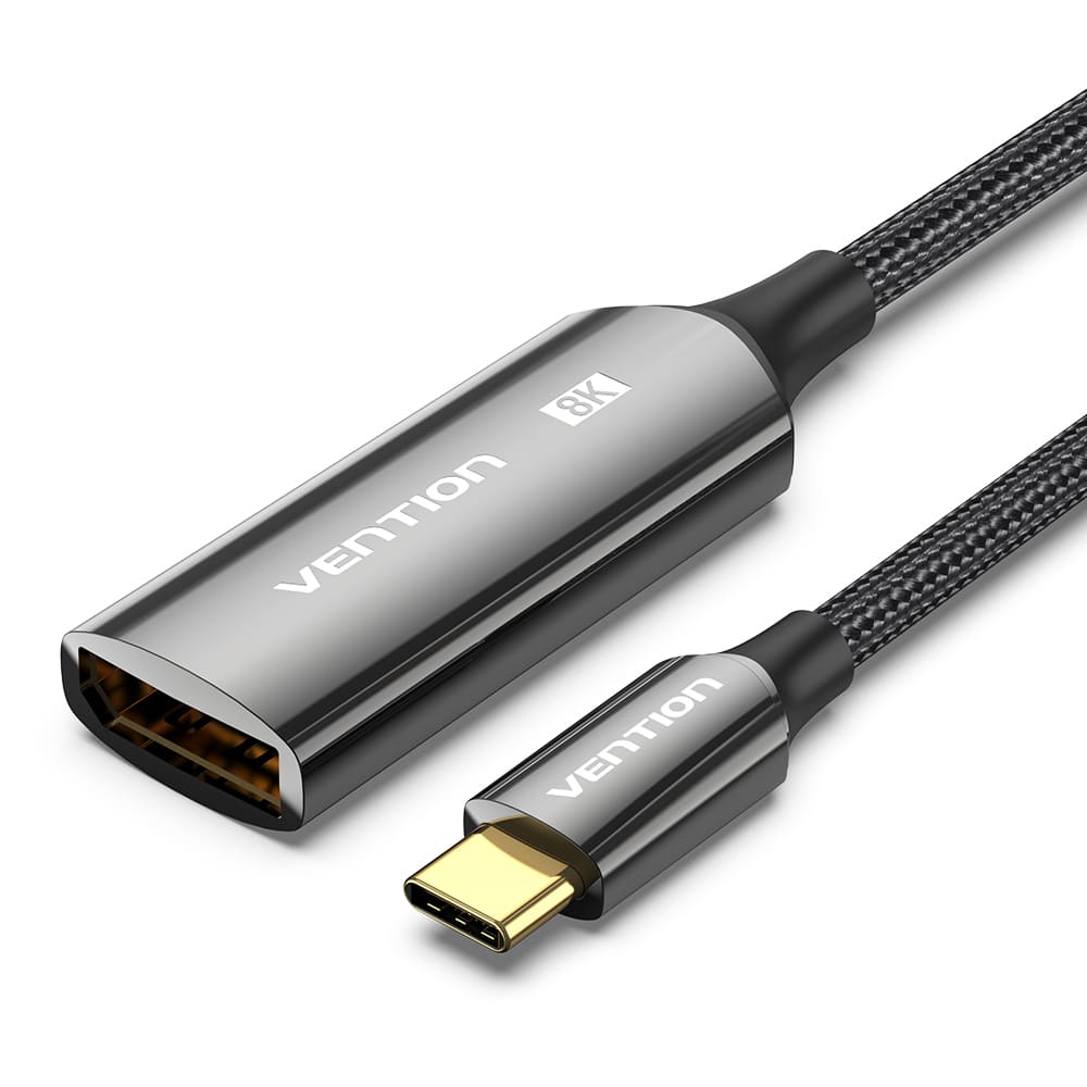Cotton Braided USB-C to DP 8K Converter 0.25M Black Zinc Alloy Type