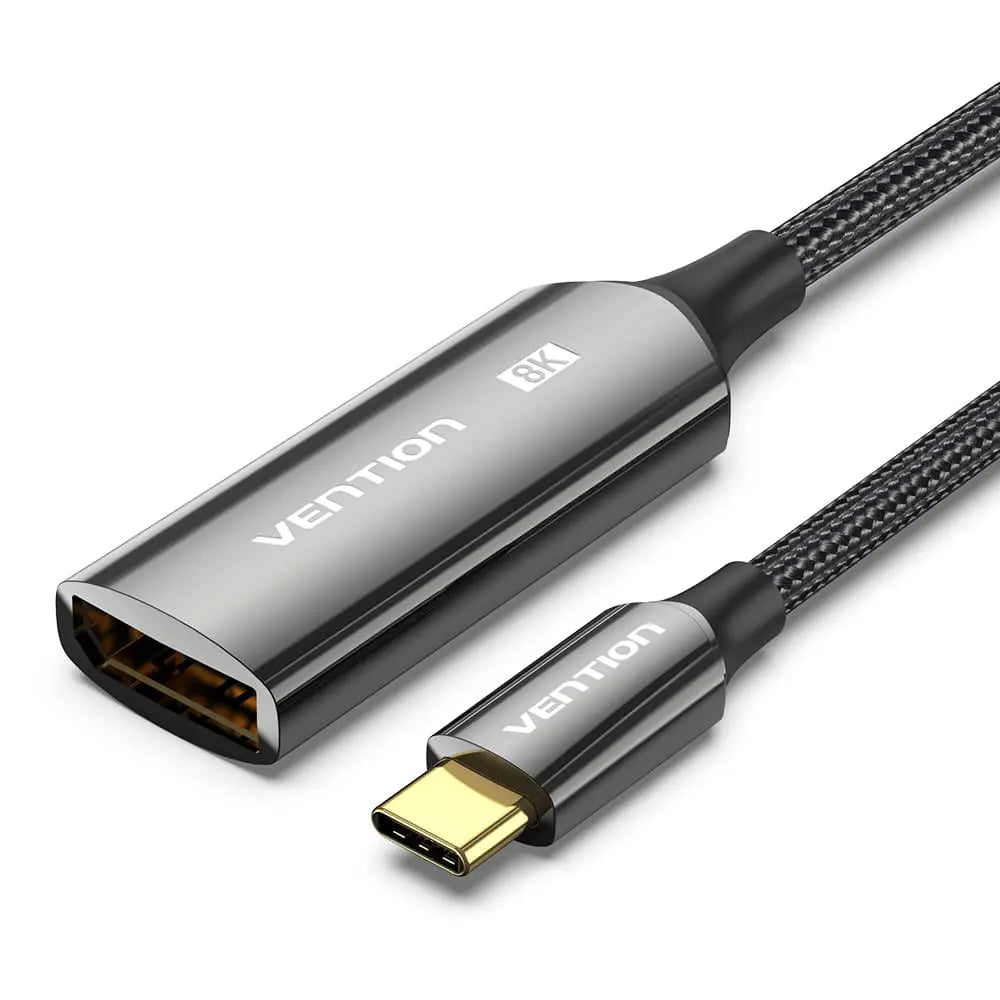 Vention Cotton Braided USB-C to DP 8K Converter 0.25M Black Zinc Alloy Type - Vention