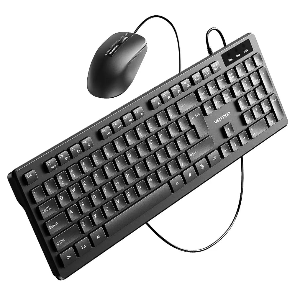 Vention USB Wired Full-Sized Keyboard and Mouse Combo Black Slim Type - US English Layout - Vention