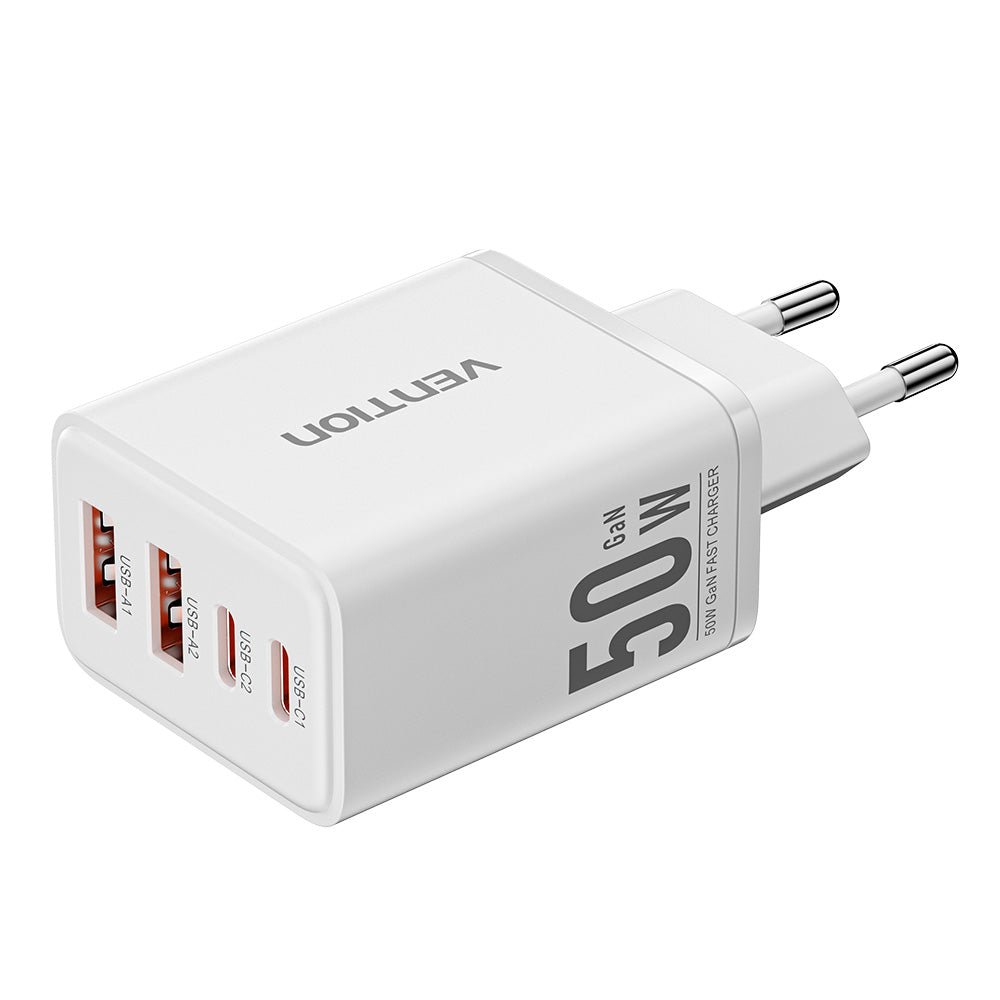 Vention 4-Port USB (C + C + A + A) GaN Charger (30W/20W/18W/18W) EU-Plug - Vention