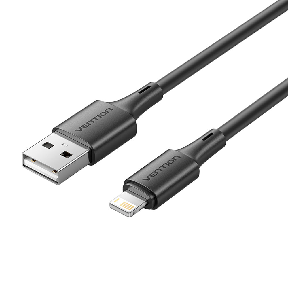 Vention USB 2.0 Type-A Male to Lightning Male 2.4A Cable 0.25M Black PVC Type