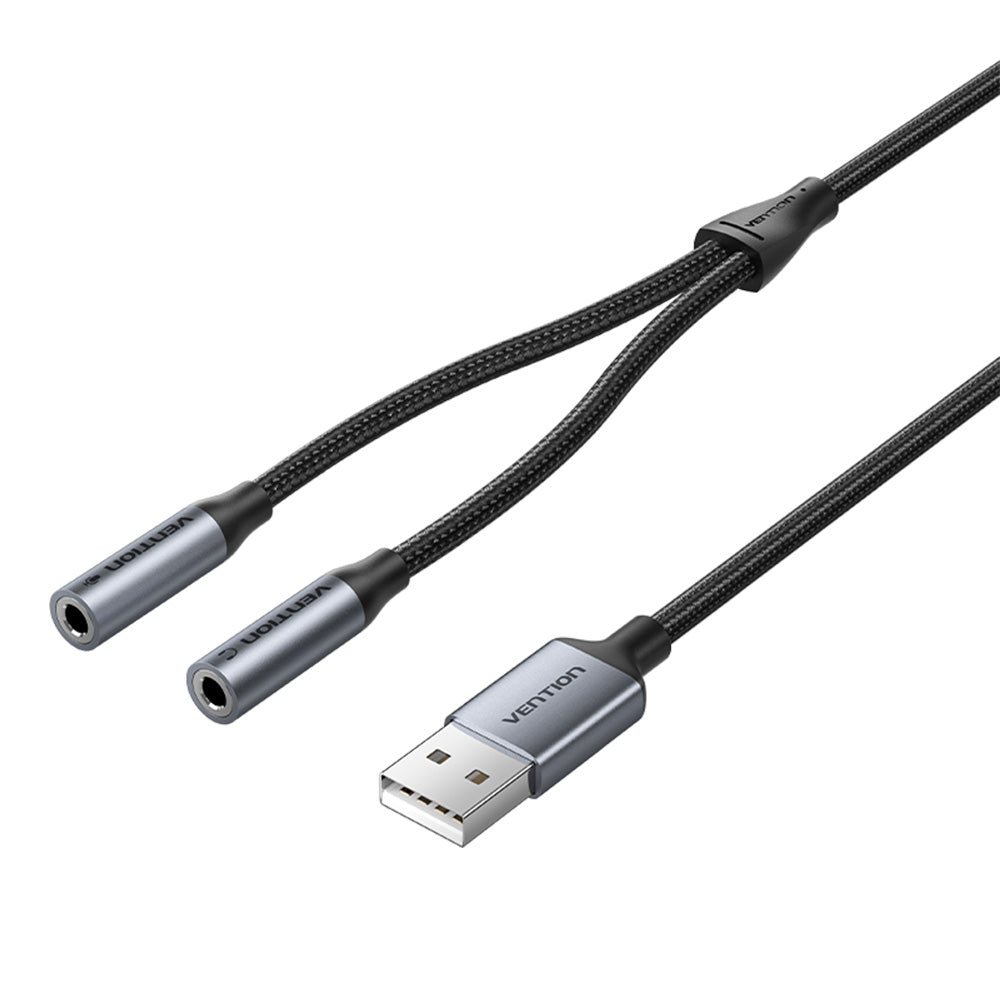 Vention 2-Port USB External Sound Card 0.25M Gray