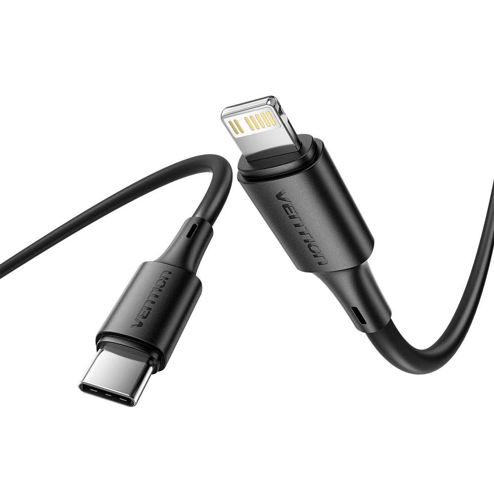 Vention USB 2.0 Type-C Male to Lightning Male 3A Cable Black PVC Type - Vention